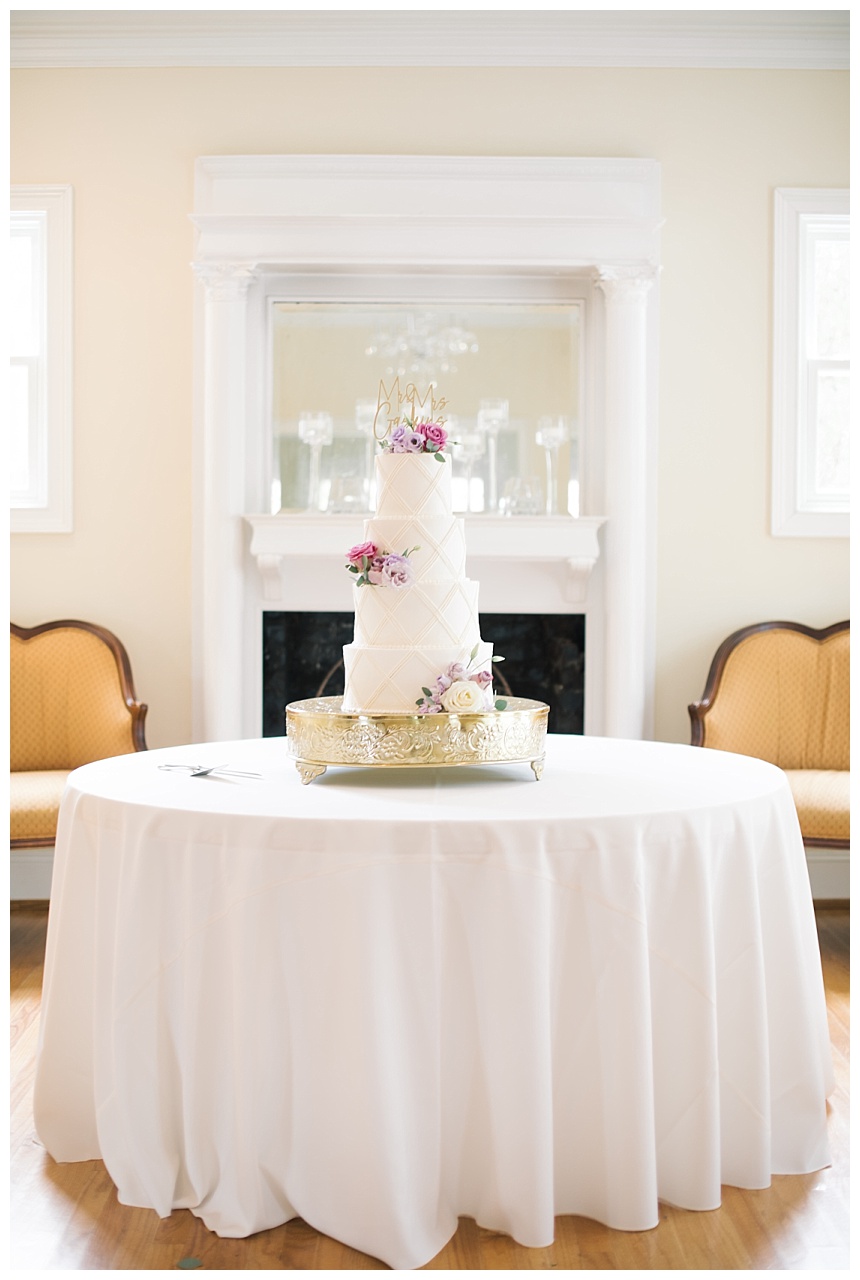 smooth cake with piping detail